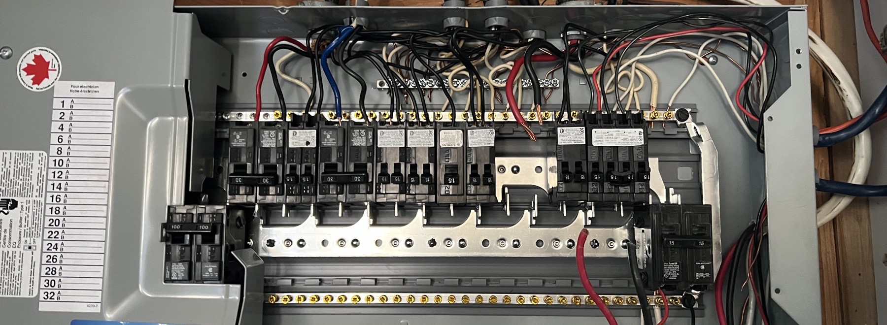 Open electrical panel wiring repaired by Croatian Electric